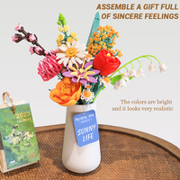Mainan Model Bunga Plastik ABS Kreatif, Bongkar Pasang, Perakitan Buatan Sendiri, Bangunan Modern, Blok Bangunan 12-Piece, Hadiah untuk