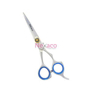 NEKACO High-Quality Stainless Steel Right-Handed Hair Cutting Scissors – Professional Barber Shears with Blue Finger Rings - Product Image 1