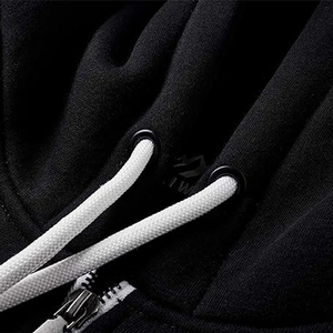Sudadera con capucha y cremallera para hombre, color negro, manga raglán, color sólido, informal, corte regular, ropa de otoño - Product Image 5