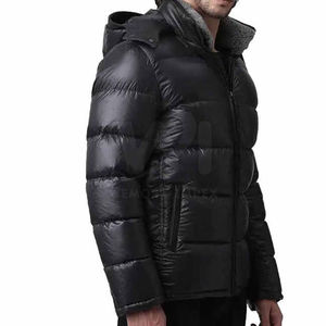 Nueva Chaqueta Acolchada Negra Brillante para Hombre con Capucha de Piel, Abrigo de Invierno con Burbujas, Parka Cálida Acolchada con Plumón, Chaqueta Impermeable Personalizada - Product Image 4