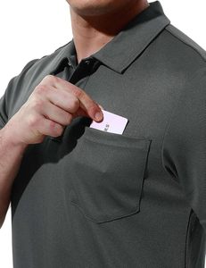 Chemises polo pour hommes à manches courtes, séchage rapide, pour le golf et les sports de plein air, avec poche - Product Image 4