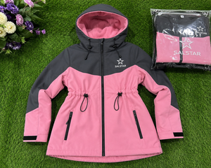 Chaqueta de Invierno para Mujer SALSTAR, Color Rosa Gris, con Capucha, Acolchada, Resistente al Viento, Abrigo Largo con Cierre de Cremallera - Product Image 6