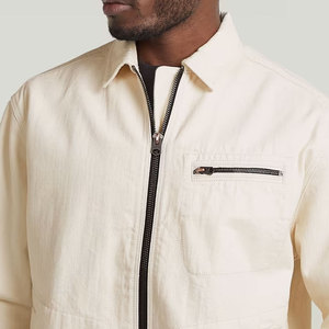 Veste coupe-vent zippée beige pour homme, style coach, décontractée, légère, pour l'automne, streetwear, vêtement d'extérieur - Product Image 4