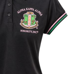 Camiseta Polo de Algodón Negra para Mujer, Manga Corta, Informal, con Letra Bordada, Prenda Gráfica, Moda, Uso Diario, Cómoda, con Cuello - Product Image 3