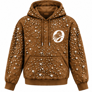 Sweat-shirt à capuche unisexe en molleton épais marron camel perlé, style streetwear, avec poche kangourou, personnalisable, décontracté et tendance - Product Image 1