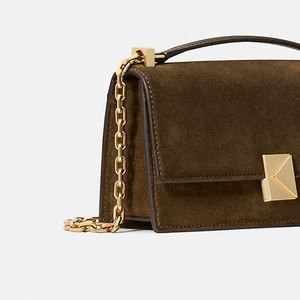 Sacs à bandoulière décontractés pour femmes en cuir véritable pliables avec fermeture éclair et sangle unique - Product Image 3