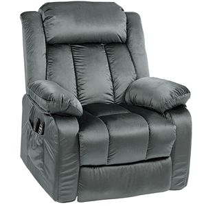 Modern Gray Power Lift Recliner Chair for Elderly Electric Massage <b>Heat</b> <b>USB</b> Remote Control Handle Operating Mechanism Sponge - Product Image 1