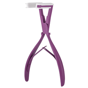 Pince à presser pour extensions capillaires adhésives violettes mates, mâchoires en silicone souple, cadre ergonomique à double ressort, pince de salon pour bandes adhésives - Product Image 1