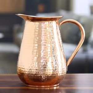 Durable Copper Drinking Vessel Jug for Kitchen Dining <b>Table</b> Beverage Storage Serving Purpose with Traditional Appeal - Product Image 1
