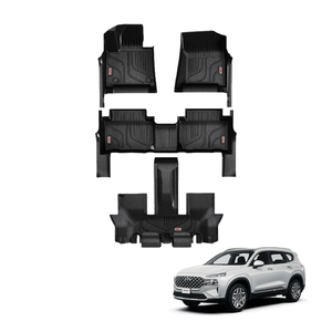 Tapis de voiture tous temps antidérapants en TPE de haute qualité, inodores et durables pour revêtements de véhicule Hyundai SantaFe 2024 + 6 places - Product Image 1