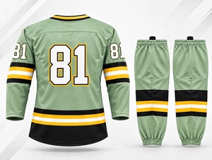 Ensemble de vêtements de hockey sur glace personnalisés pour équipe, maillot sublimé à séchage rapide, chaussettes assorties, kit pour adultes et jeunes, logo personnalisé, numéro, maillot - Product Image 3