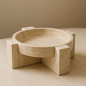Bol décoratif en travertin naturel poli, idéal pour la cuisine, la salle à manger et les espaces de bureau - Product Image 4