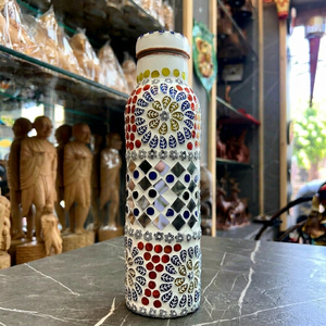 Botella de Agua de Cobre con Incrustaciones de Espejo, Botella de Bebida Artística Geométrica Hecha a Mano, Botella Decorativa Reutilizable para Bebidas Saludables - Product Image 6