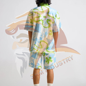 Ensemble deux pièces pour homme de qualité supérieure, décontracté, été, 100% coton, uni, personnalisable, séchage rapide, respirant, ensemble deux pièces pour homme en sublimation - Product Image 2
