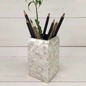 Porte-stylo 100% authentique en os incrusté, artisanat, organisateur de bureau, pour table, en os incrusté et nacre - Product Image 1