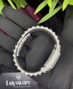 นาฬิกาข้อมือฮิปฮอปหรูหราประดับเพชร VVS มอยส์ซาไนต์  ตัวเรือนสแตนเลสสตีล ระบบออโตเมติก ผ่านการทดสอบเพชร - Product Image 4