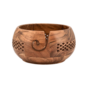 Natural Handcrafted Wooden Yarn Storage <b>Bowl</b> With Swirl Hole Holder Organizer For <b>Knitting</b> Crocheting Supply Wholesale - Product Image 1