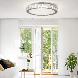 19.7-Inch Chrome-Iron Crystal LED <b>Ceiling</b> <b>Light</b> Modern 45W Dimmable Flush Mount Fixture Energy-Saving Living Room Bedroom - Product Image 4