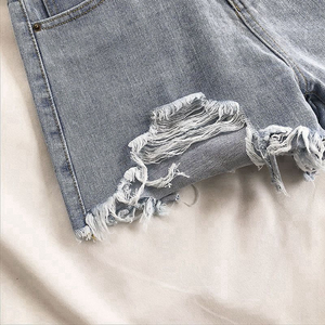 Women's Mid-Waisted Winter Perforated Denim Shorts Streetwear Style Button Versatile Hem Loose <b>Boot</b> Cut Quick Dry Vintage Hot - Product Image 5