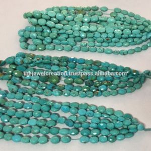 Perles de pierres précieuses semi-précieuses en turquoise bleue naturelle facettées de 8 mm et 10 mm, brins de pierres précieuses pour la fabrication de bijoux, collier - Product Image 3