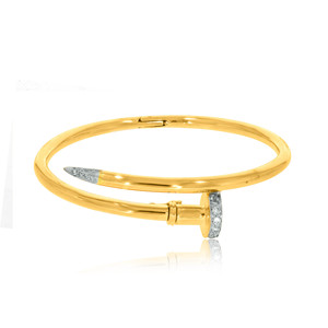 Bracelet élégant en or jaune 18 carats avec accents de diamants de laboratoire, design ouvert, finition contemporaine élégante pour bijoux de luxe pour hommes - Product Image 2