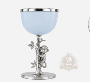 Quemador de Mesa de Lujo Monkey Burner, Quemador Plateado, Quemador Decorativo de Metal, Quemador con Tazón Azul, Decoración para Mesa de Boda, Hotel - Product Image 4