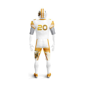 Conjunto de Uniforme de Fútbol Americano Personalizado en Oro Blanco – Camiseta y Pantalones Sublimados para Equipo, Ropa de Entrenamiento y Juego para Adultos y Jóvenes, Fabricante - Product Image 2
