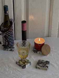 Calacatta Viola Marble Square Coaster Set With Handmade Natural Stone Finish For Luxury Home Decor Coffee <b>Table</b> <b>Protection</b> - Product Image 4
