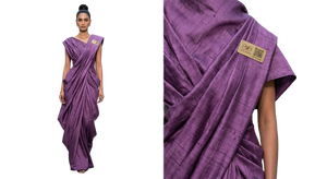 MATIÈRE PREMIÈRE SOIE VIOLETTE POUR LA CONFECTION DE SAREES/SARI/SHARI MODERNE EN LONGUEUR TERRAINE POUR MARIAGES, FÊTES ET CÉRÉMONIES DE DÉGAGEMENT - SÉCHAGE RAPIDE ET INFRÉMPLISSABLE - Product Image 5