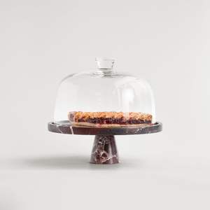 Luxury Marble <b>Cake</b> Dome <b>Stand</b> With <b>Glass</b> Cover Ideal For Serving <b>Cakes</b> Pastries And Desserts In Modern Kitchens - Product Image 4