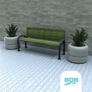 Banc de pique-nique extérieur moderne et durable avec toit, en bois massif et structure métallique en pin, avec parasol - Product Image 3