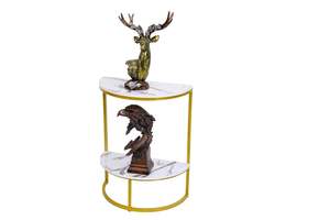 <b>Side</b> <b>Table</b> with Gold Metal Frame | <b>Round</b> End <b>Table</b> for Living Room & Bedroom | Elegant Home & Office Decor - Product Image 3