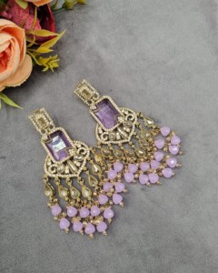 Boucles d'oreilles de luxe en cristal à franges, pierres précieuses taillées radiant, pour femmes, style traditionnel, pour occasions festives, fabricants de boucles d'oreilles - Product Image 3