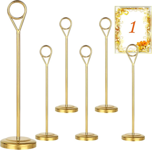 Metal Place Card Holder Desktop Business Card Holder Gold Polished Wire Mold Elegant Circle Clip Desktop Display <b>Table</b> <b>Numbers</b> - Product Image 1
