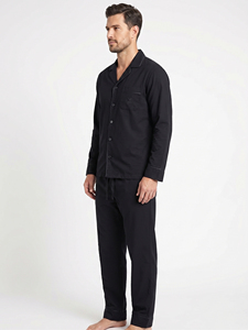 <b>Men's</b> 100% Cotton Long Sleeve <b>Pajama</b> <b>Set</b> Sleepwear With Pocket Long Sleeve Sleeping Home Loungewear <b>Pajama</b> <b>Set</b> <b>Mens</b> - Product Image 4