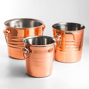 100% Copper Wine Cooler Ice Bucket with Ice Tong Double <b>Rose</b> Gold Color Copper Ice Buckets <b>Top</b> Price - Product Image 4