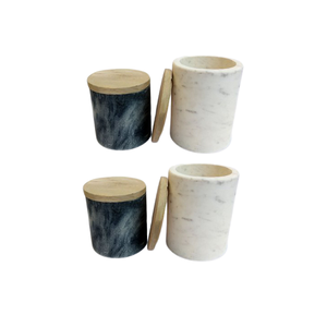 Two Different Sizes Salt And Sugar Jar <b>With</b> Wooden <b>Lid</b> White And Grey Color <b>Storage</b> <b>Box</b> At Competitive Prices - Product Image 1