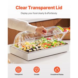 Vassoio da Banco in Acciaio Inox 1 X 1 Pan, Contenitore per Esposizione Alimenti, Dispenser per Condimenti e Espositore per Buffet - Product Image 6