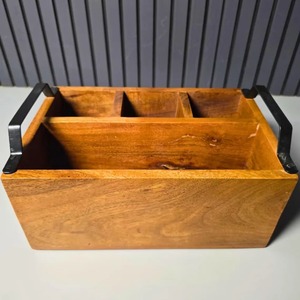 Boîte de rangement en bois au design unique avec couvercle à charnière, multi-usages, pour papeterie, cosmétiques et accessoires, à vendre - Product Image 6