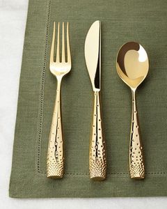 Minimalist Brass Flatware Set Matte Finish Rust Resistant Wedding Occasion Metal Cutlery - Product Image 3