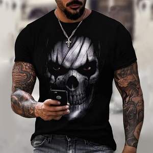 Men's Street <b>Skull</b> Muscle Short Sleeve Print Personality Fashion Fashion T-Shirt - Product Image 2