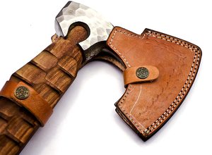 Hacha Vikinga Hecha a Mano 2026, Cabeza de Hacha de Acero al Carbono de Grado Industrial, Funda de Cuero Personalizada, Mango de Madera, para Camping - Product Image 6