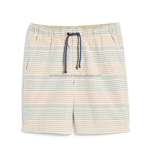 Pantalones Cortos Casuales Vintage Transpirables para Hombre con Característica Antiarrugas, Cintura Elástica, Servicio OEM, Patrón Sólido, Técnicas de Bordado - Product Image 1