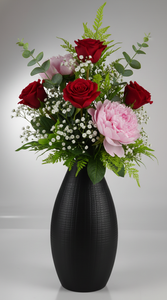 Vase à fleurs moderne noir mat, texture côtelée minimaliste, vase à bourgeons de fleurs, style nordique, décoration d'intérieur, vase de table en porcelaine haut - Product Image 2