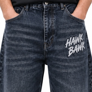 Pantalon Baggy Homme Jambe Large en Denim Délavé – Style Urbain Coton pour l'Automne - Product Image 4