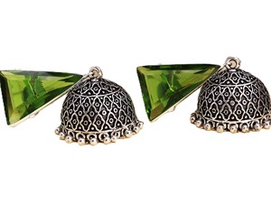 ต่างหูแบบจุมก้าทรงลูกแพร์ประดับเพทายสีเขียว ชุบเงินโบราณ ผลิตจากทองเหลืองโดยตรงจากโรงงาน เหมาะสำหรับผู้หญิงใส่ไปงานปาร์ตี้ - Product Image 2