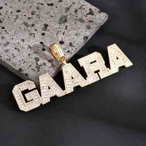 Collier Hiphop Personnalisable avec Lettres, Pendentif Prénom en Moissanite, Breloques en Argent 925, Bijoux de Fête, Cadeau d'Anniversaire pour Homme - Product Image 3