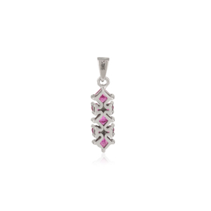 Pendentif barre verticale en rubis naturel, design en grappe taille princesse et taille ronde, bijoux en argent fin 925 OEM/ODM, vente en gros - Product Image 6