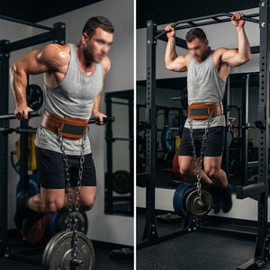 Ceinture lestée durable avec construction renforcée en cuir et liaison en acier sécurisée pour squats, tractions et entraînement de résistance - Product Image 6