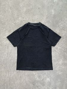 Wholesale Custom Retro Men's Knitted <b>Blank</b> T-shirt 100% Cotton Washed High-quality Luxury Heavy <b>Weight</b> Photo Print Vintage - Product Image 3